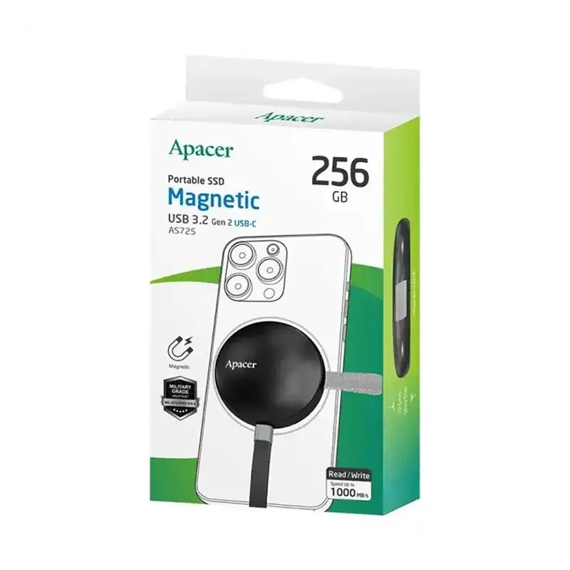 Apacer AS725 Magnetic USB 3.2 Gen2 USB-C 256GB Portable SSD - Box